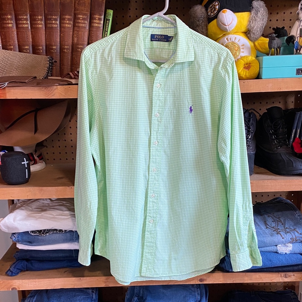 Ralph Lauren Men's Mint Green Checkered Shirt